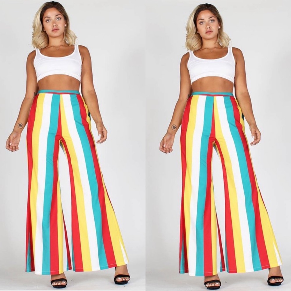Multi Color Striped High Waist Pants